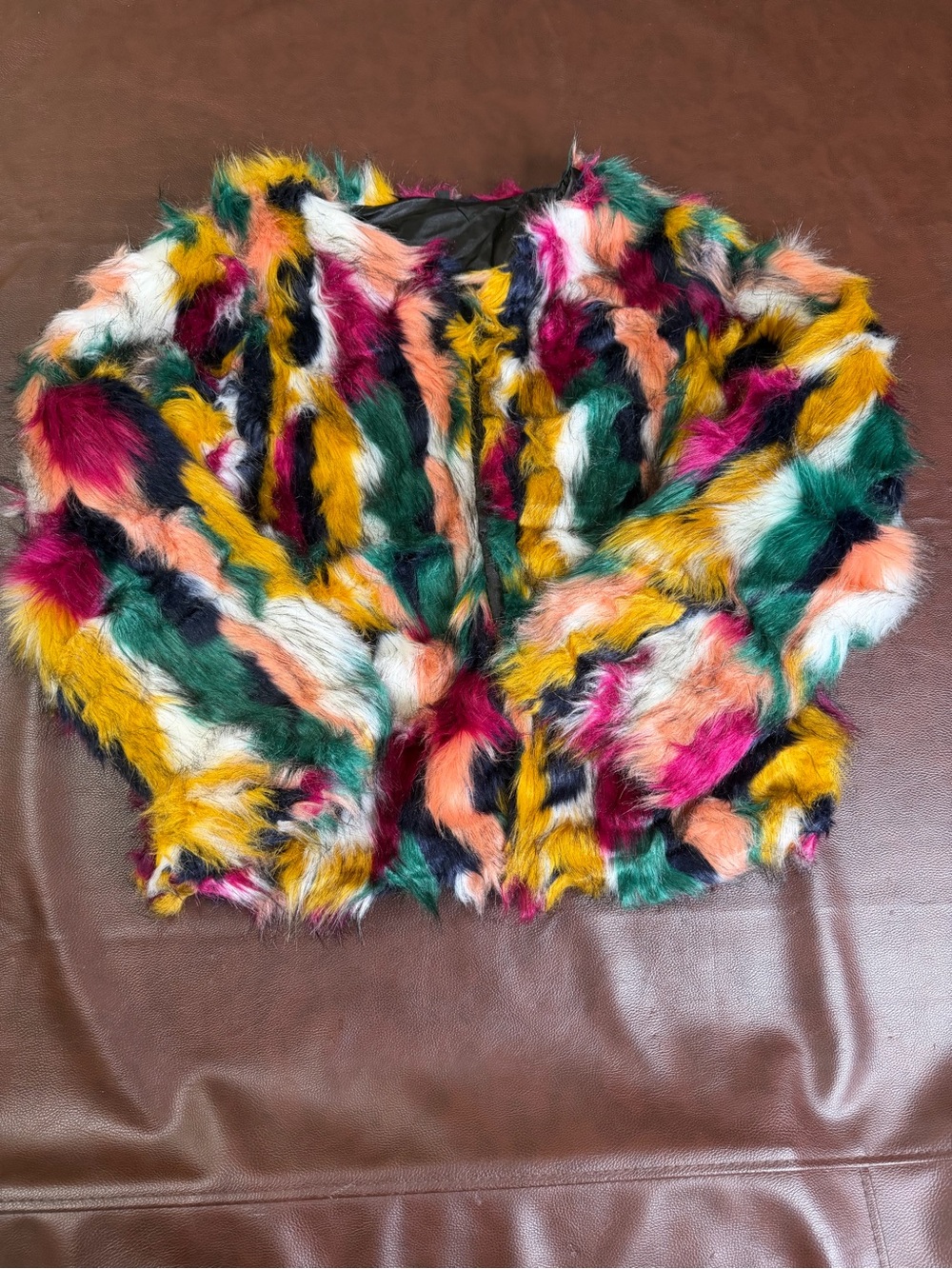 Multicolor Faux Fur Cropped Jacket - Women
